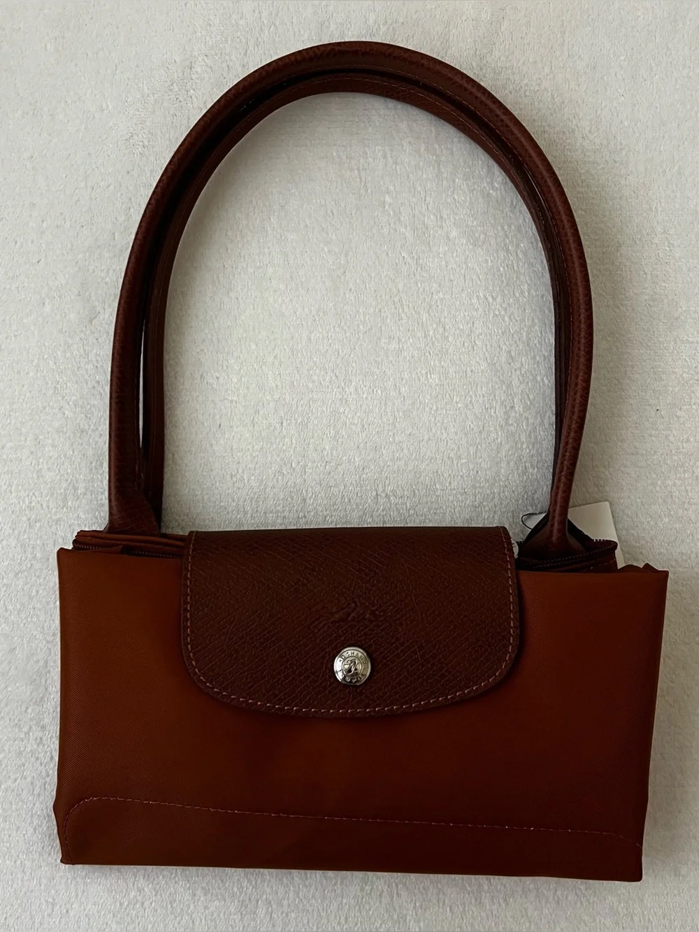 NEW Longchamp Le Pliage Green Medium Nylon Tote Bag (Cognac)